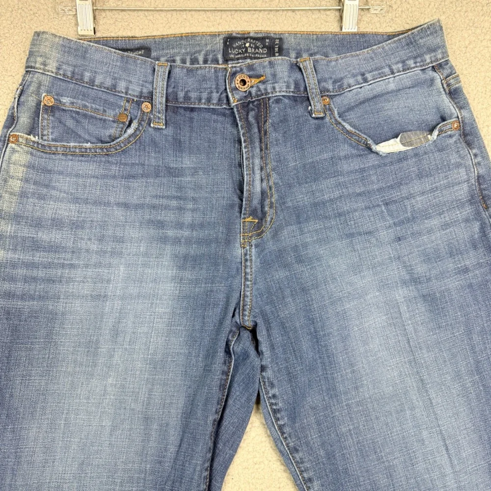 Lucky Brand 221 Original Straight Mens Blue Jeans 34x32 Medium Wash Denim